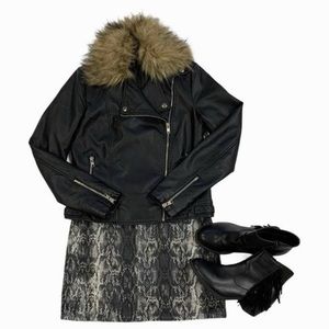 Zara Basic Snake Print Denim Mini Skirt